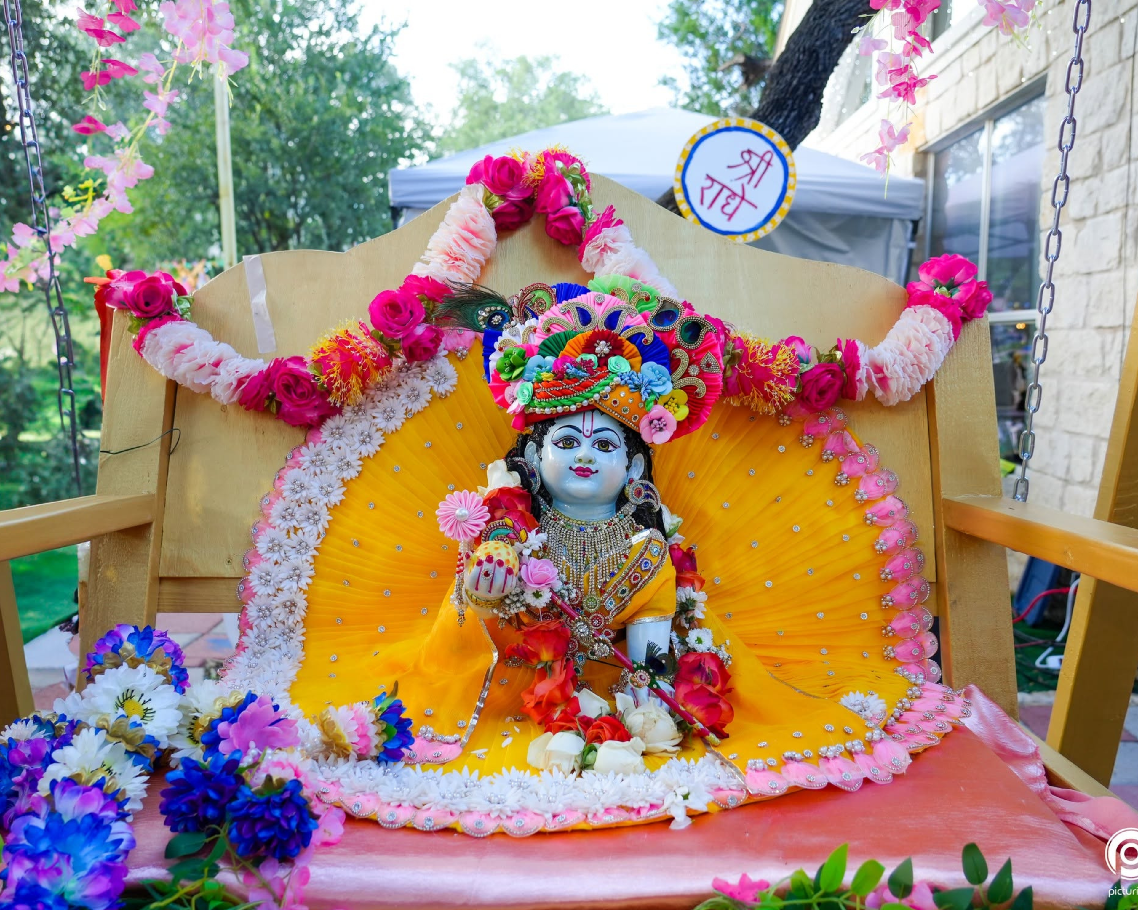 Deity altar beautifully decorated at ISKCON Cedar Park