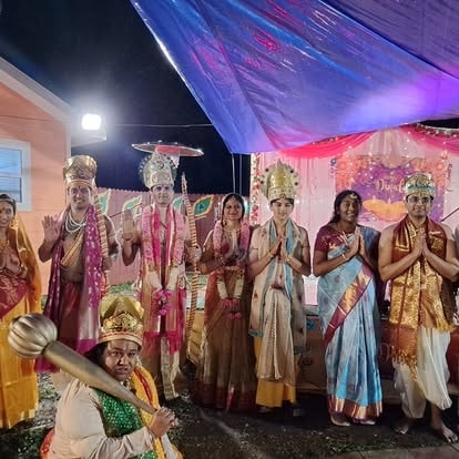 Performers dressed in traditional Hindu mythology costumes at ISKCON Cedar Park