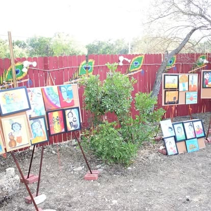 Children's artwork displayed at ISKCON Cedar Park