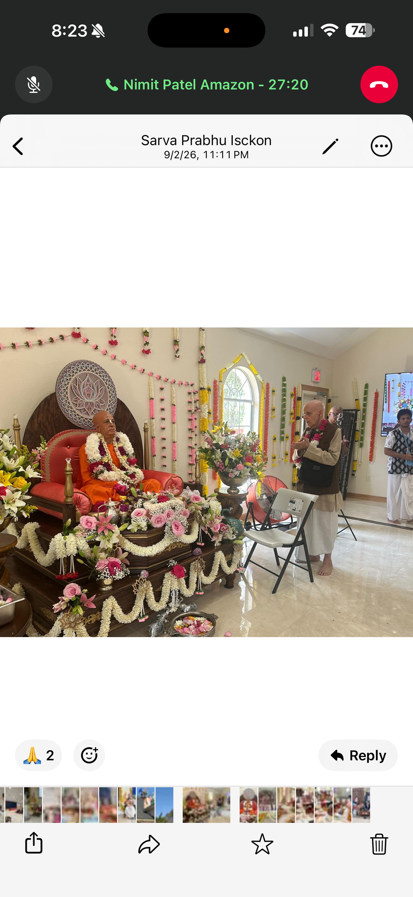 Srila Prabhupadji darshan during the temple inauguration